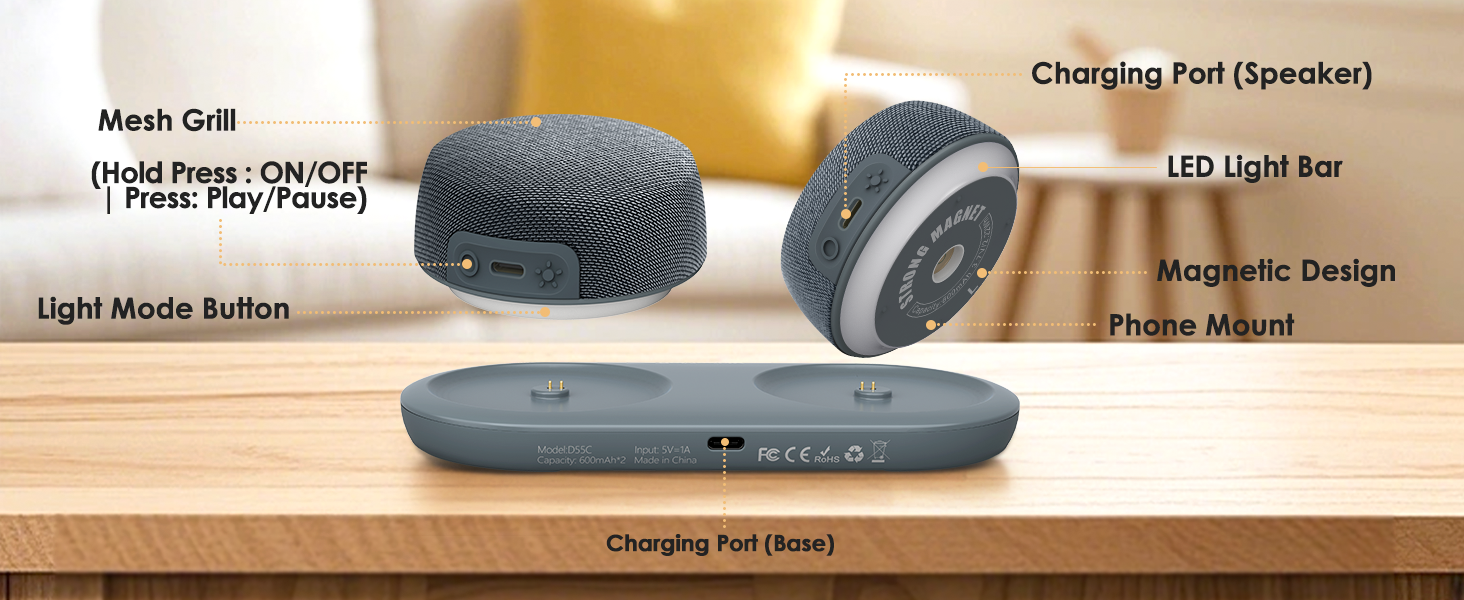 magnetic bluetooth speaker with charging base