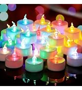 Yakpo 48 Pack Slowly Color Changing Tea Lights Battery Operated, Flameless Electric Colored Flick...