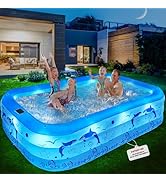 2026 Upgrade Inflatable Pools with Lights, Family Inflatable Swimming Pools for Kids,Adults, Blow...