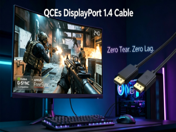 QCEs DP Cable, G-SYNC & FreeSync, Zero Tear, Low Lag Gaming
