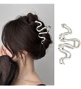 1 Pack Large Sliver Hair Claw Clips for Women Thick Hair, Non-Slip Snake Shape Clips Hair Catch B...
