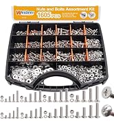 weideer 1605PCS Nuts and Bolts Assortment Kit,#4-40#6-32#8-32#10-24#1/4-20 Stainless Steel Machin...