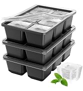 Optish Large Ice Cube Molds, 3 Pack Ice Cube Tray, 1.8 Inch Silicone Ice Trays for Freezer with L...
