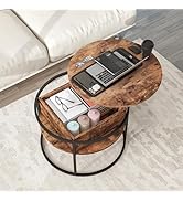 HOJINLINERO Round Lift Top Coffee Table,Coffee Tables Living Room,Black Coffee Table with Storage...