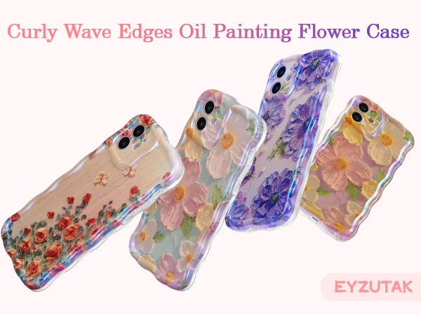 1(1)-Colorful Retro Oil Painting Flower Laser Phone Case