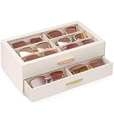Lolalet 12 Slots Women’s Sunglasses Organizer with Enlarged Compartment, 2-Layer Eyewear Storage ...