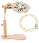 Tosnail Beech Wood Adjustable Rotatable Embroidery Hoop Stand with 3 Hoops, 6 Inch, 7 Inch, 8 Inc...