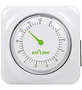 BN-LINK 12 Hour Indoor Mechanical Accurate Countdown Timer, 3-Prong Grounded Outlet, 15 Minute In...