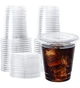 SHOPDAY Disposable Plastic Cups with Lids 8oz Clear Plastic Cups 100 Pack, Cold Drink Containers ...