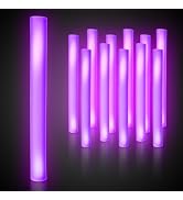Fun Central 16” LED Foam Sticks – 12 Pack Purple Light Up Cheer Batons with Flashing Modes for St...