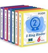 3 Ring Binder 2 Inch, PANDRI 6 Pack 2-Inch Binder Fits Letter Size 8.5'' x 11'' Paper, Versatile ...