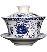 vv8oo Gaiwan 6.8oz/10oz Gongfu Tea Jingdezhen Ceramic Tureen Teacup Sancai Golden Lotus Saucer Se...