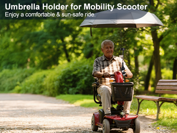 Umbrella Holder for Mobility Scooter, Enjoy a comfortable & sun-safe ride.