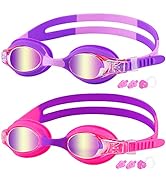 COOLOO Kids Goggles for Swimming for Age 3-15, 2 Pack Kids Swim Goggles with Nose Cover, No Leaki...