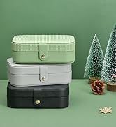 Vlando Small Travel Jewelry Box Organizer - Faux Leather Display Storage Case for Necklaces Earri...