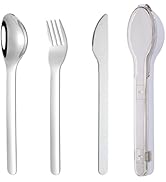 DZRZVD Camp Flatware Sets - Stainless Steel Spoon Fork Knife & Flip Hard Plastic Case - Ultraligh...