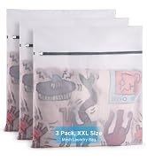 3 Pcs Mesh Laundry Bags Set for Delicates with AUTO-Lock Zipper, Lingerie Bags for Washing Delica...