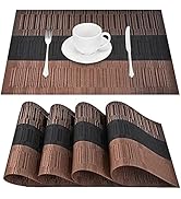 GIVERARE Placemats Set of 4, Heat-Resistant Woven Vinyl Placemat, Non-Slip Washable PVC Table Mat...