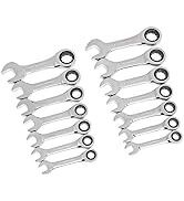 GEARWRENCH 14 Pc. 12 Point Stubby Ratcheting SAE/Metric Combination Wrench Set - 85206