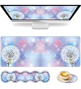 Game Mouse Pad Suit, Large Game Mouse Pad+Keyboard Wrist Pad+Coaster, Easily Typing and Relieving...