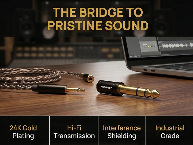 3.5mm to 1/4'' Stereo Audio Adapter, 3.5mm to 1/4'' (6.35mm) Headphone Adapter