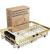 MAJALiS Gold Dish Drying Rack Over The Sink with Utensil Holder | Expandable Stainless Steel Dish...
