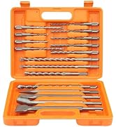 Axelord 17Pcs SDS Plus Rotary Hammer Drill Bit Set,Concrete Drill Bit Kit with Point Chisel,Flat ...