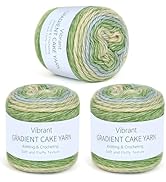 Aeelike Cake Yarn for Crocheting, 3 Skeins Gradient Cake Yarn 100g (3.52 oz) 245m (267 Yards), Su...