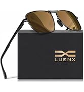 LUENX Rectangular Polarized Aviator Sunglasses for Men Retro Pilot Shades Driving UV400 Protection