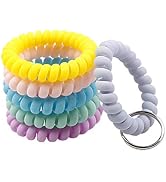 BIHRTC 6 Color Wrist Keychain Plastic Spring Flexible Spiral Wrist Coil Stretchable Wristband Spi...