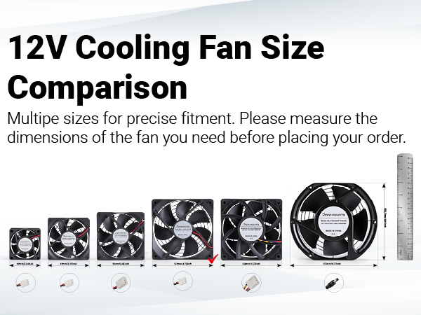 12V Cooling Fan Size Comparison