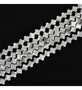 HAAMIIQII Natural White Mother of Pearl Shell Beads 8mm Clover Shape Semi Precious Stone Loose Ge...