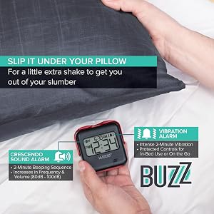 lacrosse, la crosse, 617-147, 617-43937, buzz, vibration, alarm clock, bedside, travel, portable