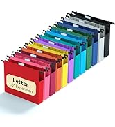 NORDUN Plastic Hanging File Folders Letter Size,12 Pack Reinforced Filing Cabinet Folders with Ta...