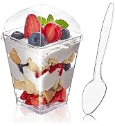 Zezzxu 50 Pack 5 oz Plastic Dessert Cups with Dome Lids and Spoons, Mini Parfait Cups Pudding Cup...