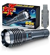 Super Bright Rechargeable Flashlights 2400000 High Lumen, Powerful LED Flashlight, IPX7 Waterproo...