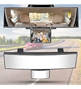 JOYTUTUS Car Rear View Mirror with Baby Mirror, Universal 11 Inch Panoramic Convex Rearview Mirro...