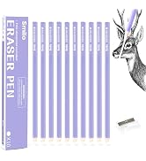 Smilo Eraser Pencil for Illustrators, 10-Pack Purple Precision Detail Eraser with Sharpener, Smud...