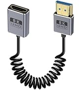 Duttek Coiled HDMI Extension Cable 48Gbps, 8K@60Hz, Coaxial HDMI Male to Female Coiled Cable 48Gb...