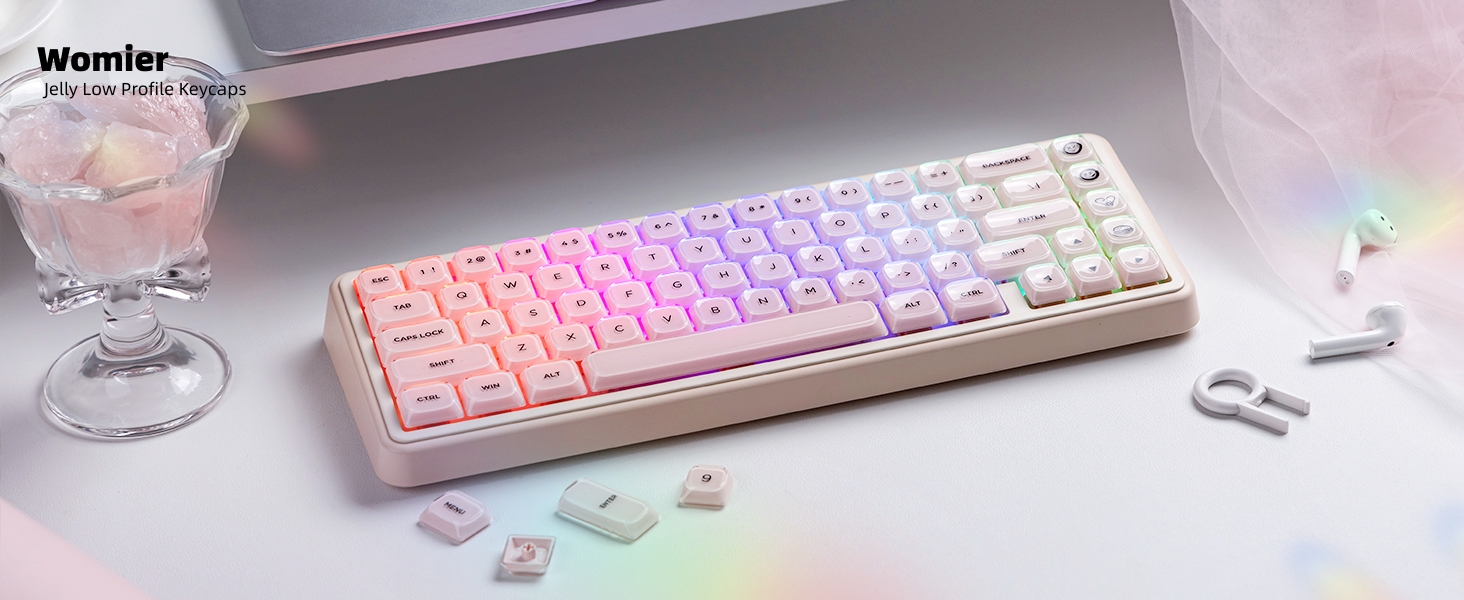 Jelly Low Profile Keycaps Shine Through Keycaps