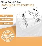 Shipping Label Sleeves 6" x 9" (100 Packs) BESTIKER Clear Adhesive Packing Slip Pouches, Packing ...