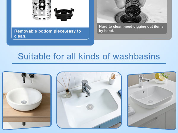 3 in 1 bathroom sink drain strainer