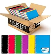 Rosmonde 1 Subject Graph Paper Spiral Notebook, 12 Pack, 70 Sheets (140 Pages), 8 x 10-1/2