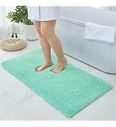 Ruggnovea Bathroom Runner Rug 24x70 Spa Blue Machine Washable Plush Long Bath Mat Thick Non Slip ...