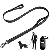 Heavy Duty Dog Leash, Laqibak Double-Sided Reflective Double Handle Dog Leash - Double-Layer Thic...