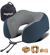 napfun Neck Pillow for Travel, Memory Foam Airplane Pillow, Deep Blue | 360° Neck Support, Upgrad...
