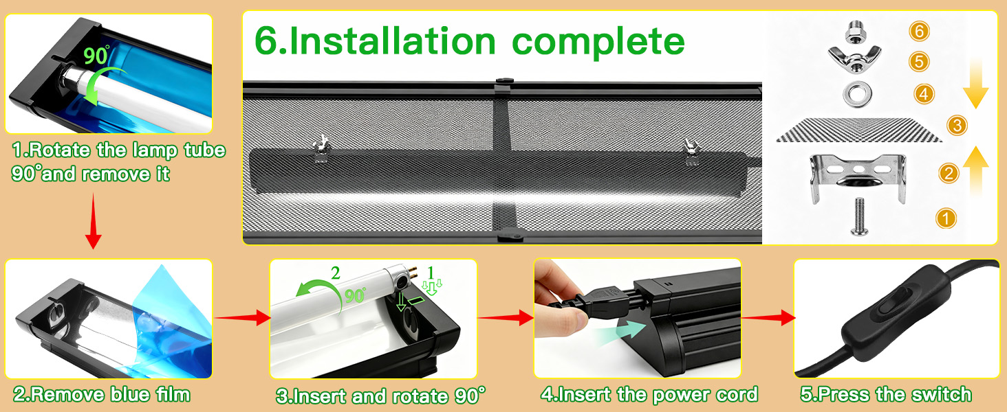 T5 10.0 UVB Reptile Light Fixture Combo Kit for Bearded Dragons Lizards Tortoises and Other Desert