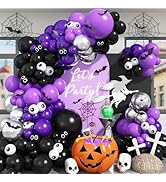 Jobkoo Purple Black Silver Balloon Arch, Metallic Silver Dark Purple Black Balloons Purple Black ...
