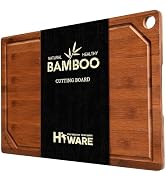 Hiware Wood Cutting Boards for Kitchen, Heavy Duty Bamboo Cutting Board with Juice Groove, Bamboo...