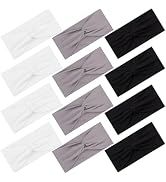 12 Pcs Stretchy Headbands for Women, Absorbed Sport Headband Soft Twist Knotted Hairbands for Dai...